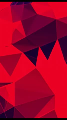 Vertical Looping Red Low-Poly Polygon Surface Motion Graphics for Mobile Backgrounds