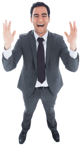 Transparent Excited Businessman with Arms Raised in Celebration - Download Free Stock Videos Pikwizard.com