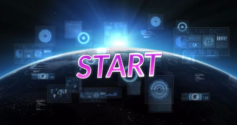 Start Text Over Digital Globe with Data Elements - Download Free Stock Images Pikwizard.com