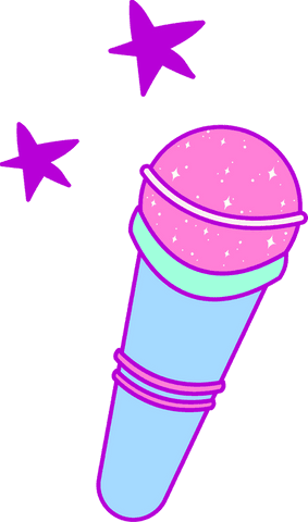 Pastel Microphone with Glitter Stars on Transparent Background