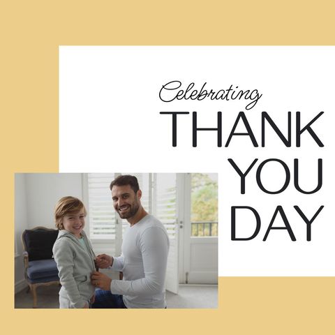 Happy Father and Son Celebrating Thank You Day