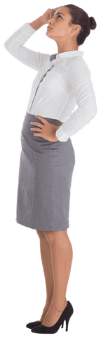 Transparent businesswoman pondering on career strategy