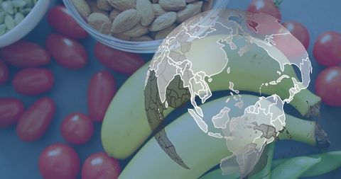 Global Culinary Connection: Fresh Produce and Earth Illustration