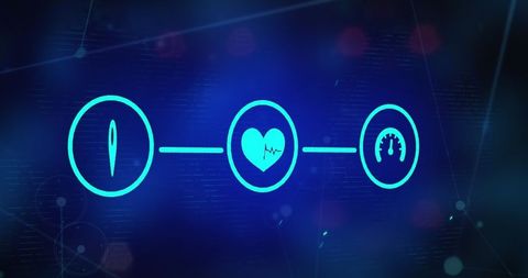 Digital interface with connected health and technology icons