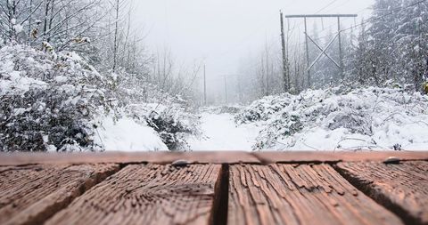 Winter Wonderland from Wooden Deck Viewpoint - Download Free Stock Images Pikwizard.com