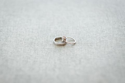Elegant Wedding and Engagement Rings on Soft Fabric
