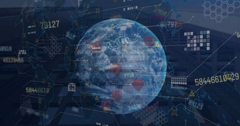 Global Financial Data Processing over Cityscape Background - Download Free Stock Images Pikwizard.com