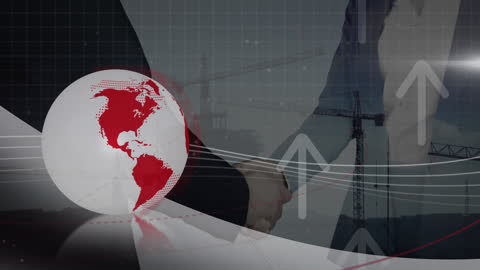 Global Business Handshake with Abstract Futuristic Overlay