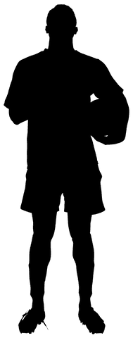 Silhouette Image of Football Player on Transparent Background