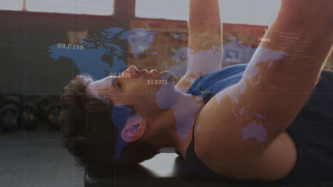 Athlete Exercising with Digital Data Overlay Concept