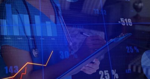 Medical Professional Analyzing Data in Digital Healthcare Environment