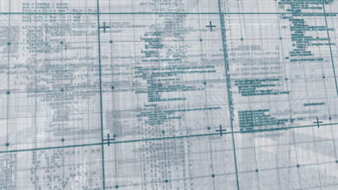 Abstract Digital Data Processing Animation with Lines and Codes