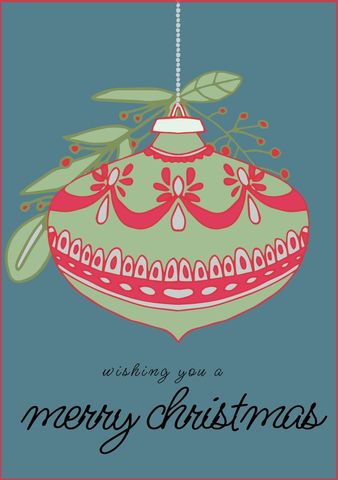Vintage christmas ornament illustration on blue background