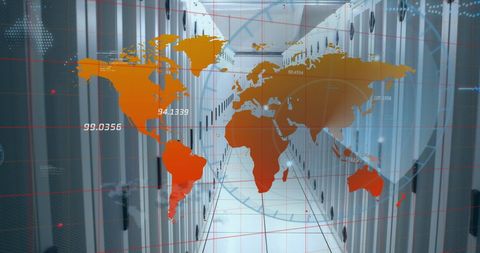 World Map Hologram Over Data Center - Download Free Stock Images Pikwizard.com