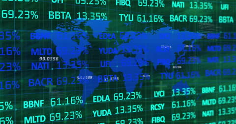 Financial Data and World Map Overlay Conveying Global Connectivity