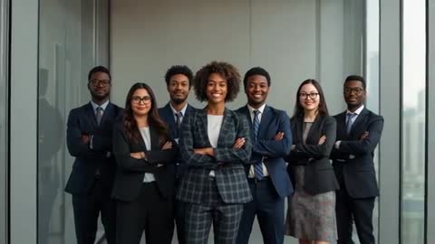 Dynamic Team of Professionals in Modern Office