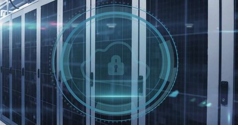 Futuristic Cybersecurity and Cloud Protection in Server Room - Download Free Stock Images Pikwizard.com