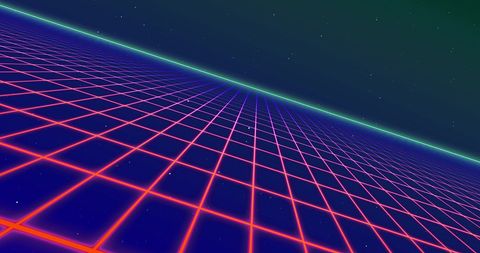 Vibrant Retro Neon Grid in Outer Space Infinity