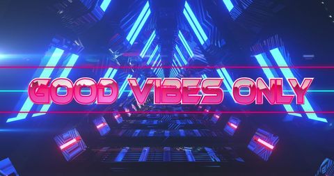 good vibes only text in neon triangular tunnel - Download Free Stock Images Pikwizard.com