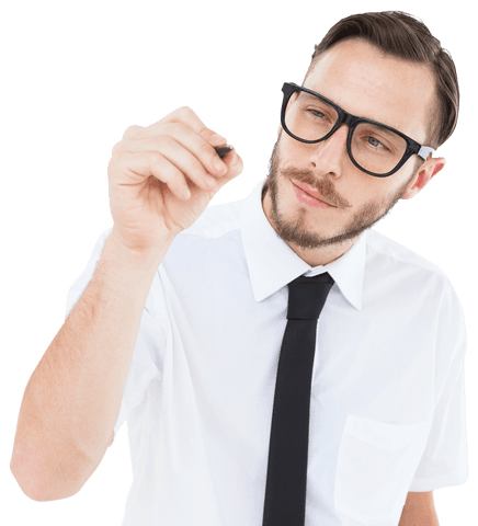 transparent geeky businessman writing innovative idea - Download Free Stock Videos Pikwizard.com