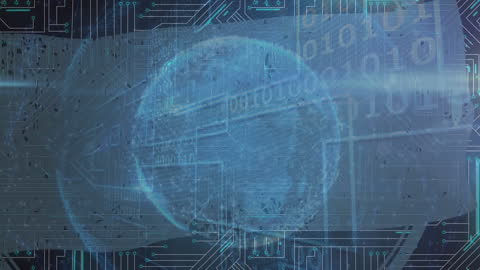 Abstract Digital Globe with Data Circuit Patterns
