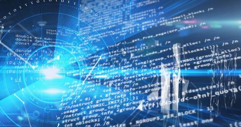 Digital Code and Data Processing in Blue Abstract Background - Download Free Stock Images Pikwizard.com