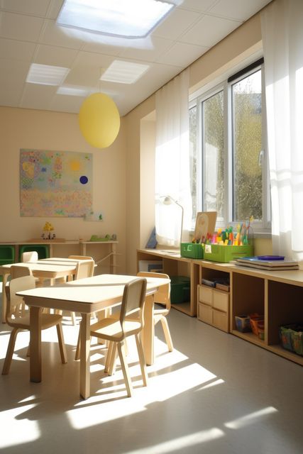 Interiors of classroom with window, created using generative ai technology - Download Free Stock Photos Pikwizard.com