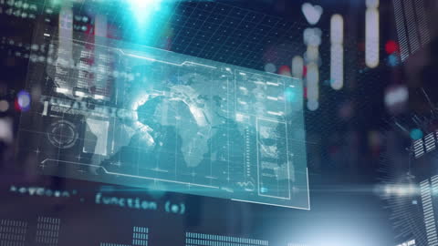 Futuristic Data Processing Above City Night Traffic