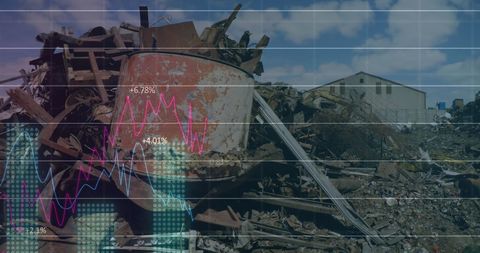 Junkyard visualizing business data over technology network