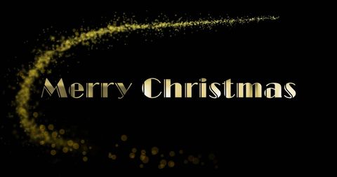 Golden Merry Christmas Wishing on Black Background