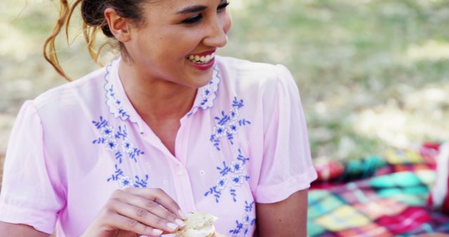 Woman Enjoying Picnic Outdoors - Download Free Stock Images Pikwizard.com