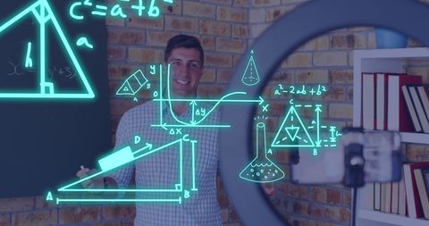 Teacher vlogging mathematics lesson with augmented reality