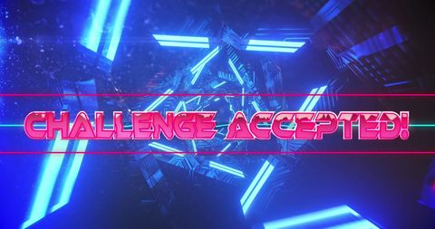 Futuristic Neon Challenge Accepted Text Graphic - Download Free Stock Images Pikwizard.com