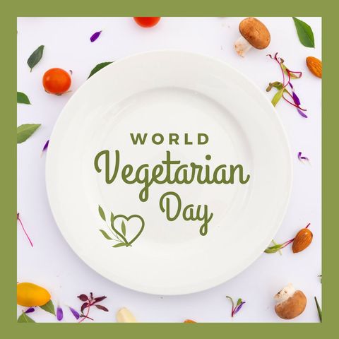 world vegetarian day campaign with fresh vegetables and plate - Download Free Stock Templates Pikwizard.com