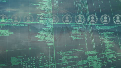 Digital Network and Data Processing Interface Visualization