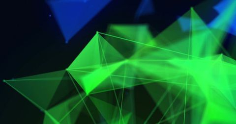 Abstract green and blue geometric pattern on dark background