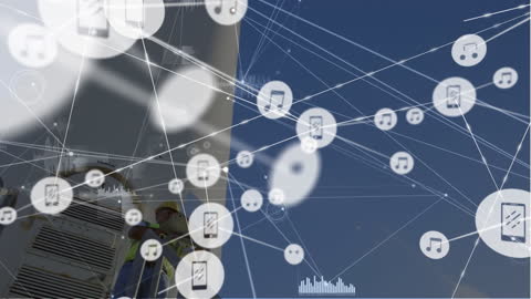 Digital Connections Overlay on Wind Turbine Worker
