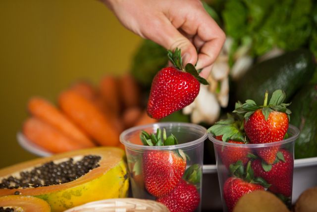 Hand Picking Fresh Strawberry in Supermarket - Download Free Stock Photos Pikwizard.com