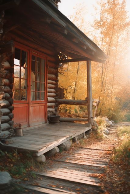 Log cabin in nature surrounded by trees, created using generative ai technology - Download Free Stock Photos Pikwizard.com