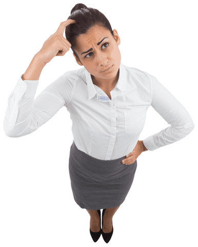 confused hispanic businesswoman scratching head transparent pose - Download Free Stock Videos Pikwizard.com