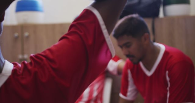 Soccer Team Preparing for Match in Locker Room - Download Free Stock Images Pikwizard.com