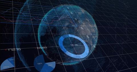 Futuristic Digital Visualization of Global Data with 3D Elements