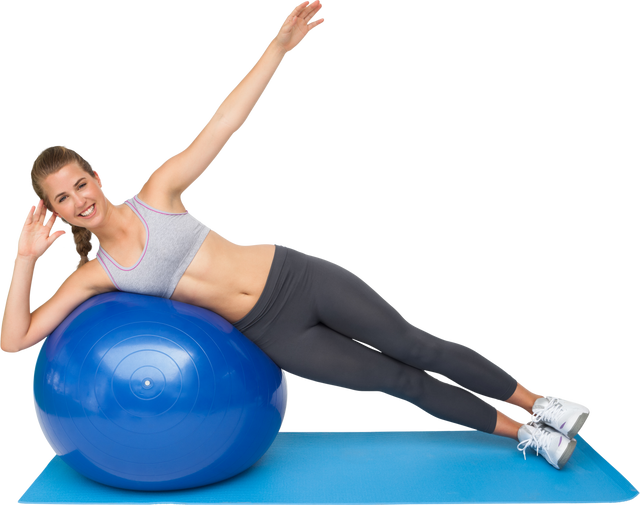 Transparent Stretching Pose with Fitness Ball - Download Free Stock Videos Pikwizard.com