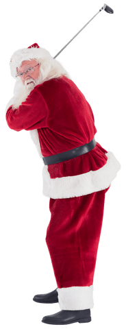 Transparent Santa Claus Swinging Golf Club
