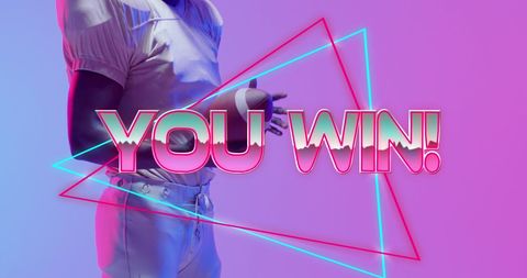 You win football celebration with neon triangle design