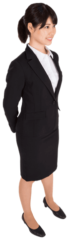 Happy Asian Businesswoman Standing Confidently Transparent Background