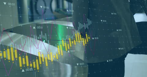 Businessman with Digital Financial Data Animation