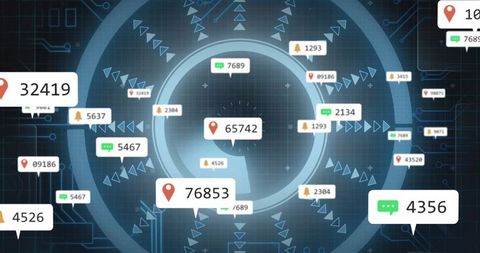 Futuristic dashboard interface with floating notifications