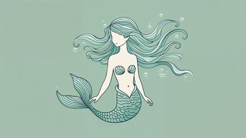 Enchanting mermaid in minimalist aquatic scene