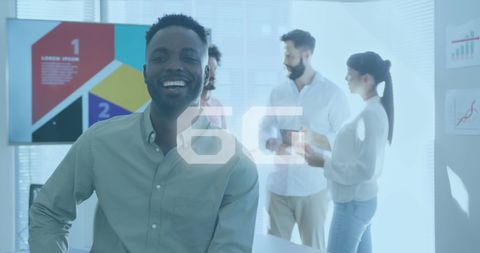 Business team with 6g technology concept background